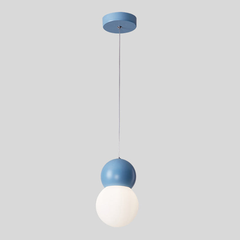 Glass Ball Pendant Lamp Macaron 1 Bulb Multi Colored Hanging Light for Restaurant Bedroom