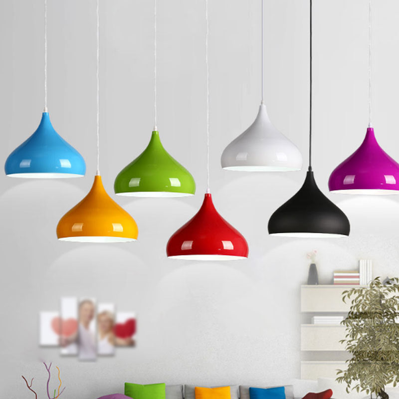 1-Light Cone Pendant Lights Contemporary Metal Macaron Pendant Lighting