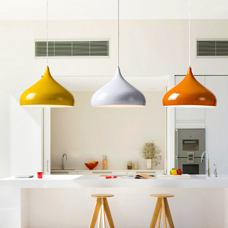 1-Light Cone Pendant Lights Contemporary Metal Macaron Pendant Lighting