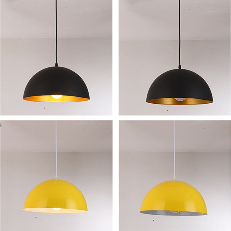 1-Light Dome Pendant Lights Contemporary Metal Macaron Pendant Lamp