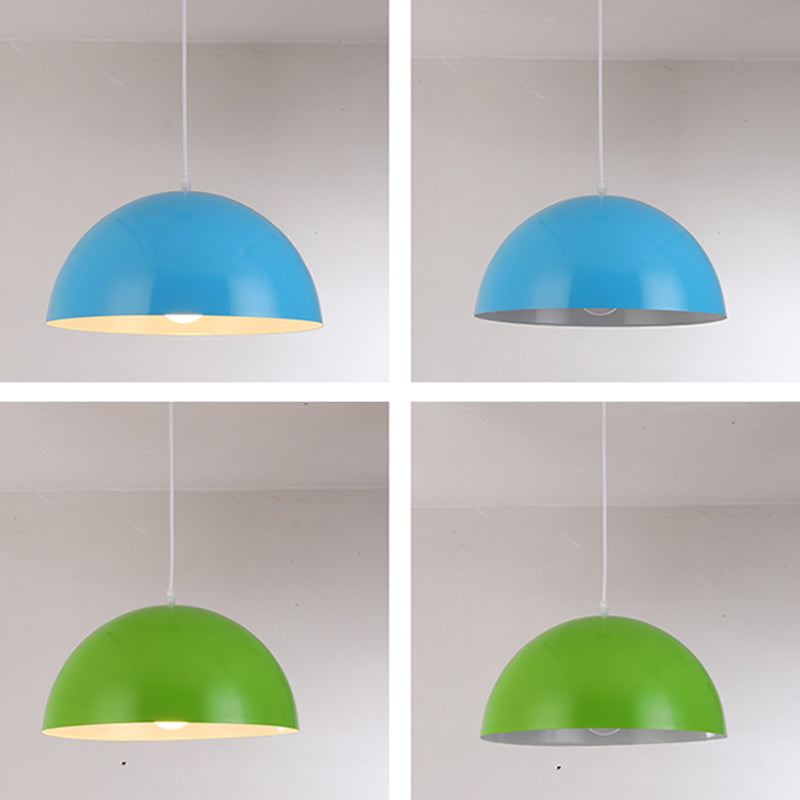 1-Light Dome Pendant Lights Contemporary Metal Macaron Pendant Lamp