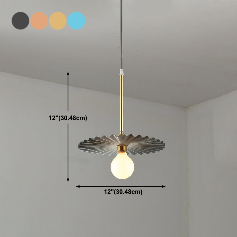 Metal Pleated Shade Pendant Lighting Macaron Style 1-Light Suspension Light