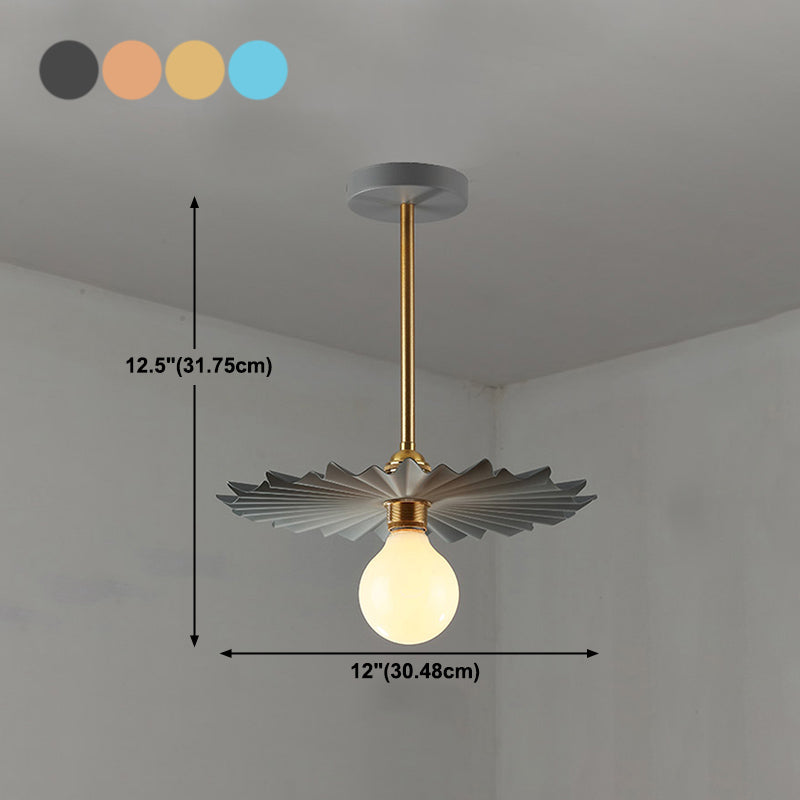 Metal Pleated Shade Pendant Lighting Macaron Style 1-Light Suspension Light