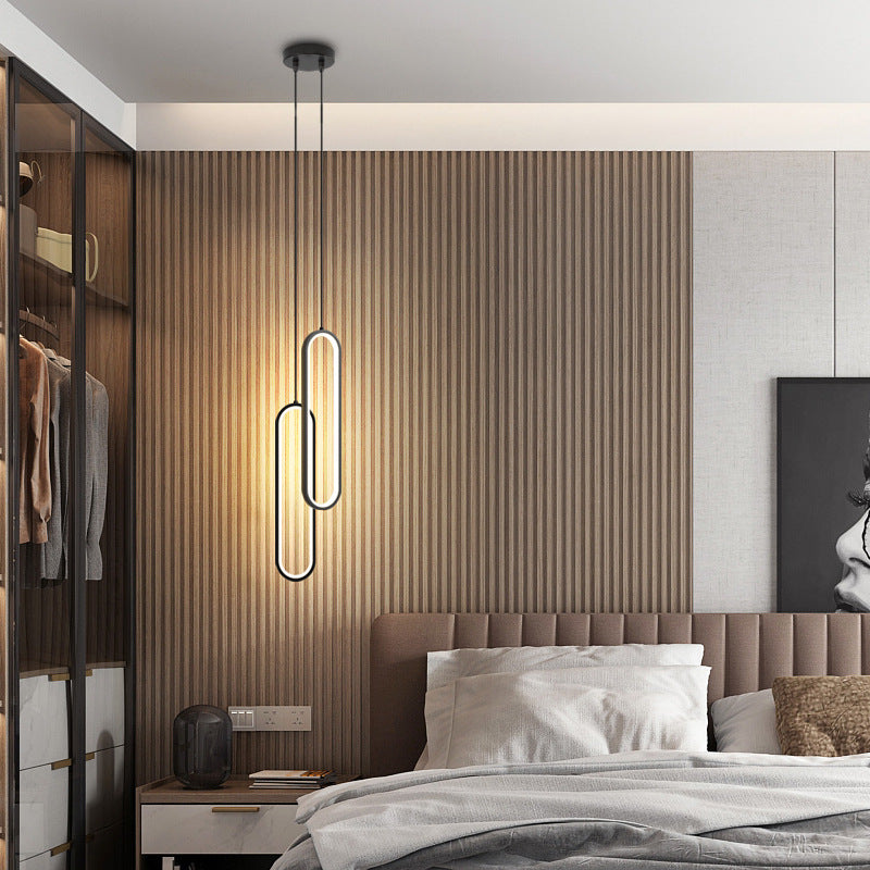 Linear Shape Hanging Lighting Modern Style Metal Multi Light Hanging Lamp for Bedside