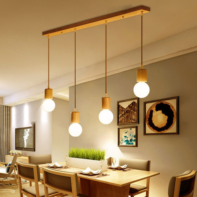 Geometric Pendant Light Fixture Nordic Wooden Hanging Pendant for Bedroom