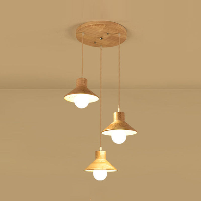 Geometric Pendant Light Fixture Nordic Wooden Hanging Pendant for Bedroom