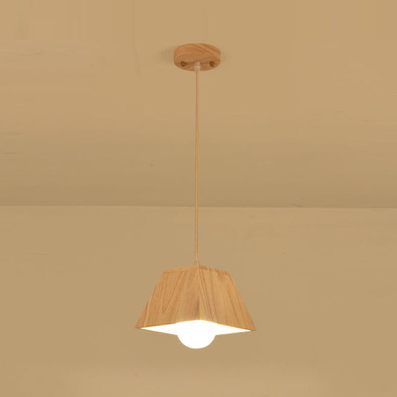 Geometric Pendant Light Fixture Nordic Wooden Hanging Pendant for Bedroom