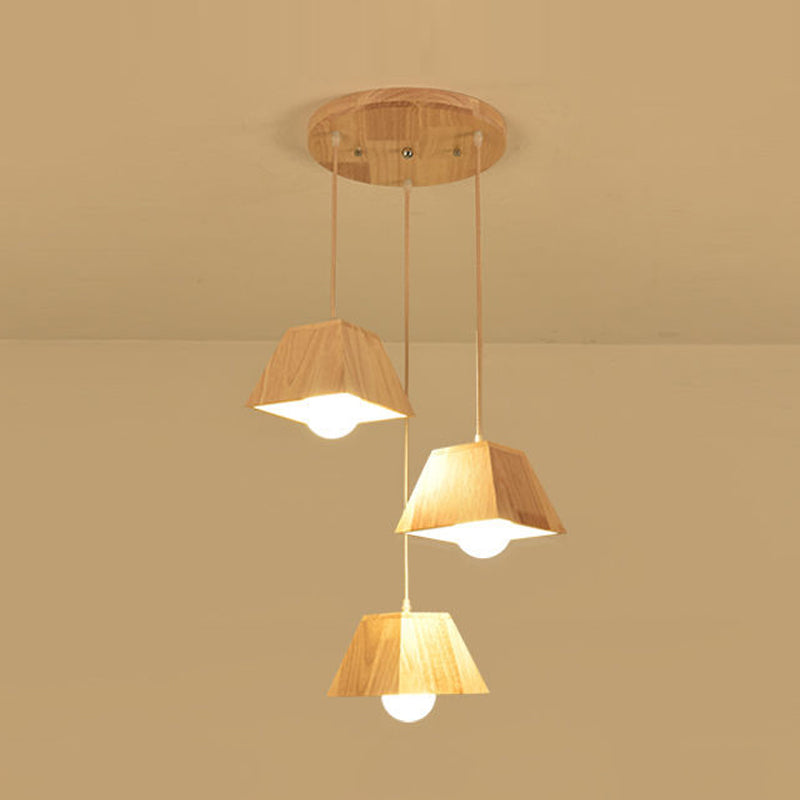 Geometric Pendant Light Fixture Nordic Wooden Hanging Pendant for Bedroom