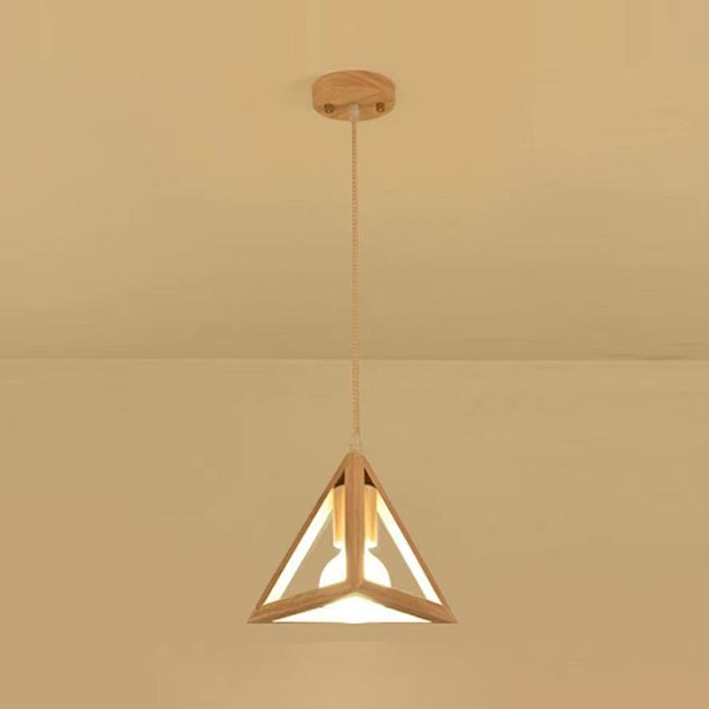 Geometric Pendant Light Fixture Nordic Wooden Hanging Pendant for Bedroom