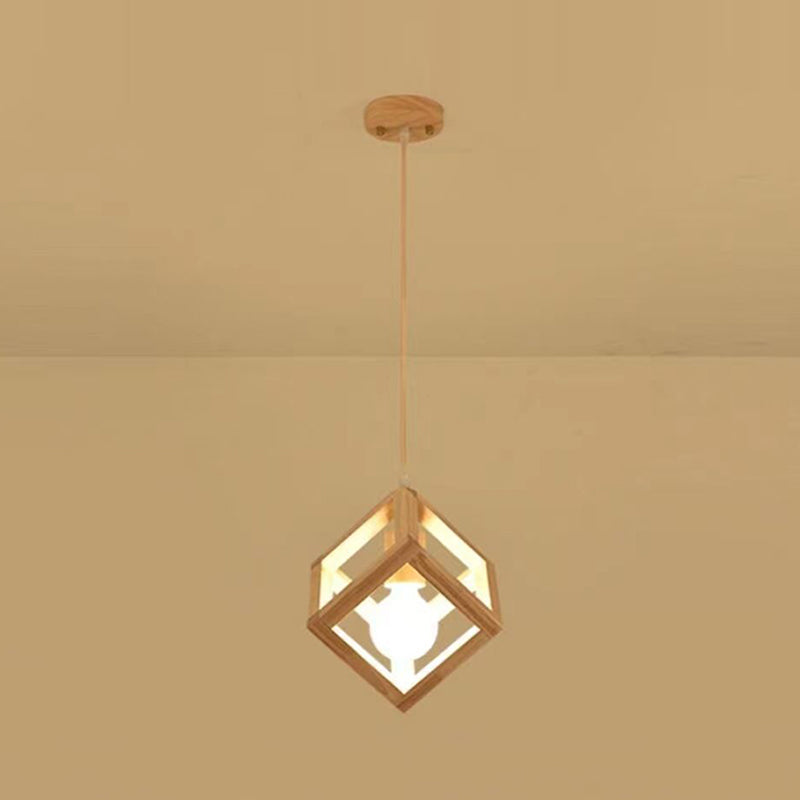 Geometric Pendant Light Fixture Nordic Wooden Hanging Pendant for Bedroom