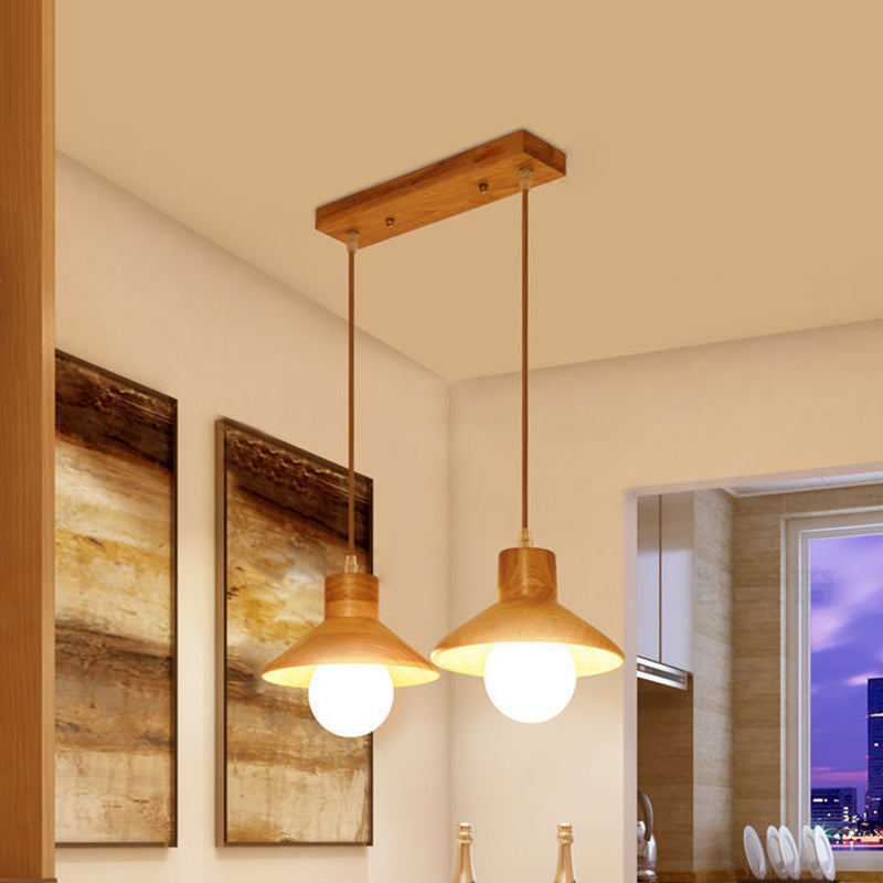 Geometric Pendant Light Fixture Nordic Wooden Hanging Pendant for Bedroom