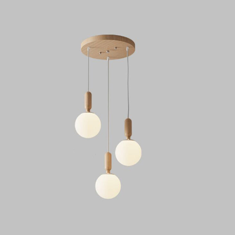 Geometric Pendant Light Fixture Nordic Wooden Hanging Pendant for Bedroom