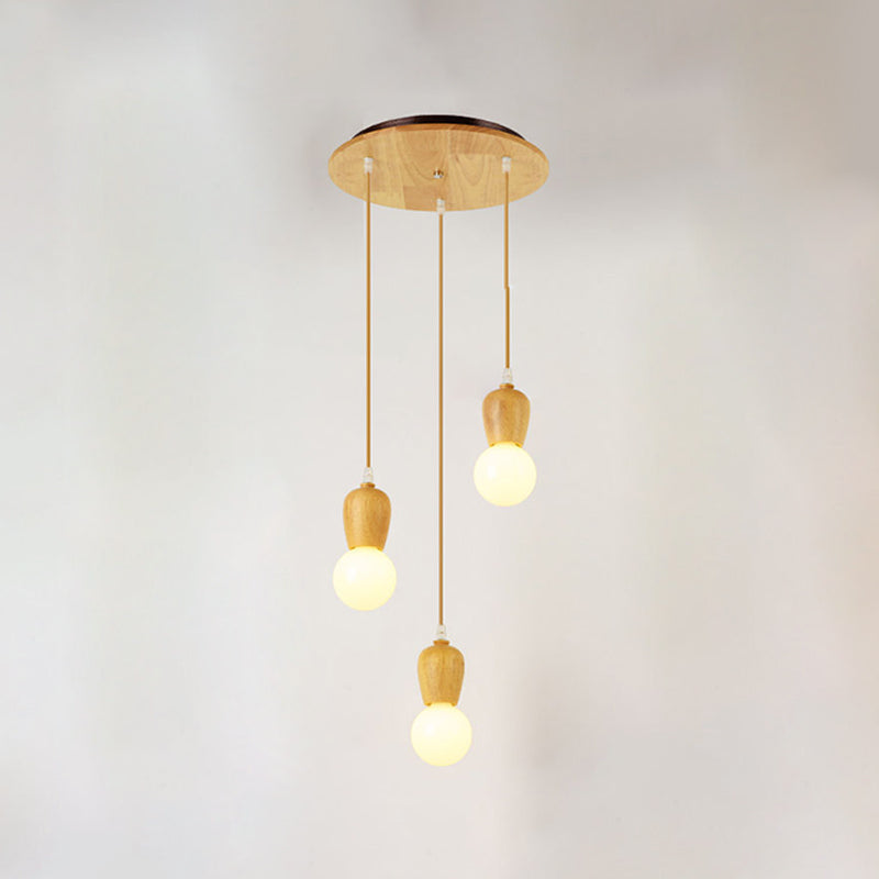 Geometric Pendant Light Fixture Nordic Wooden Hanging Pendant for Bedroom