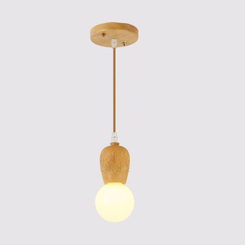 Geometric Pendant Light Fixture Nordic Wooden Hanging Pendant for Bedroom