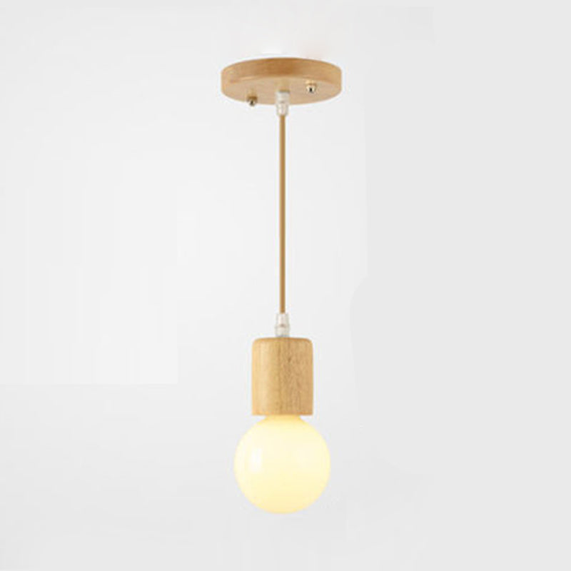 Geometric Pendant Light Fixture Nordic Wooden Hanging Pendant for Bedroom