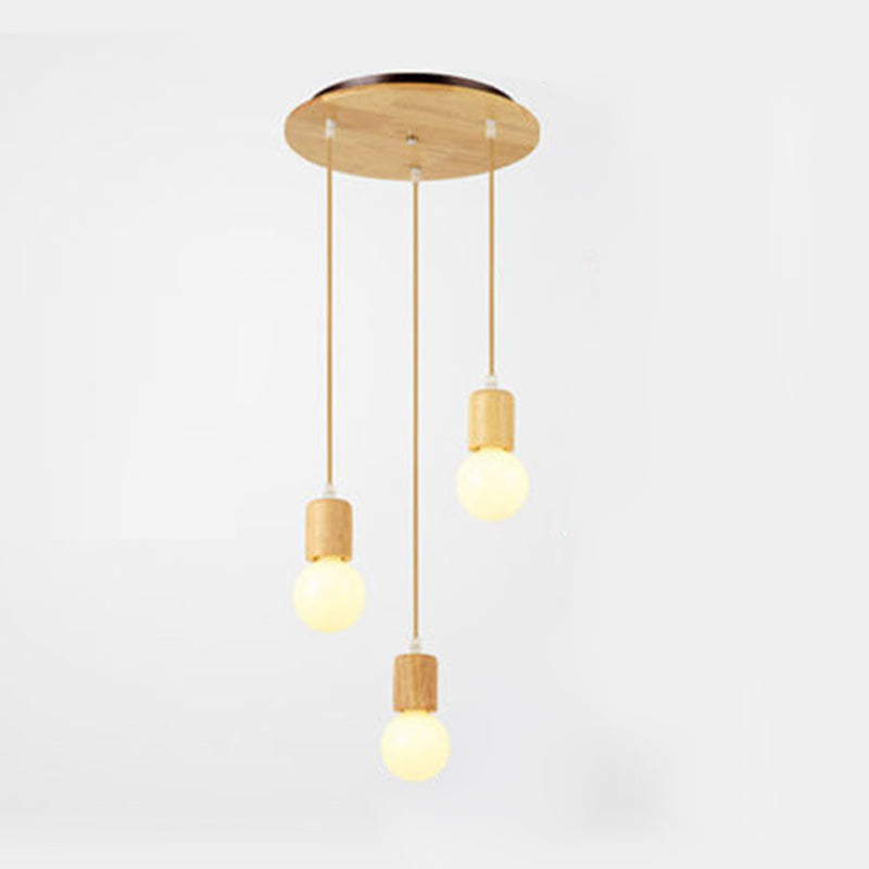 Geometric Pendant Light Fixture Nordic Wooden Hanging Pendant for Bedroom