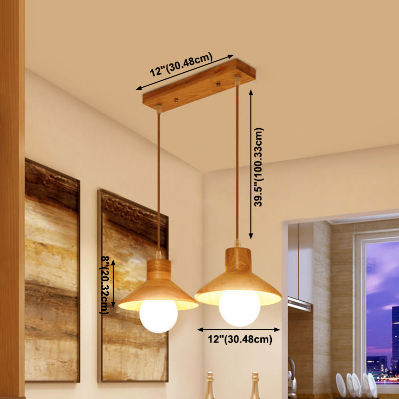 Geometric Pendant Light Fixture Nordic Wooden Hanging Pendant for Bedroom