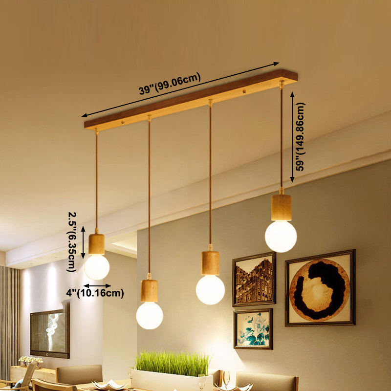 Geometric Pendant Light Fixture Nordic Wooden Hanging Pendant for Bedroom