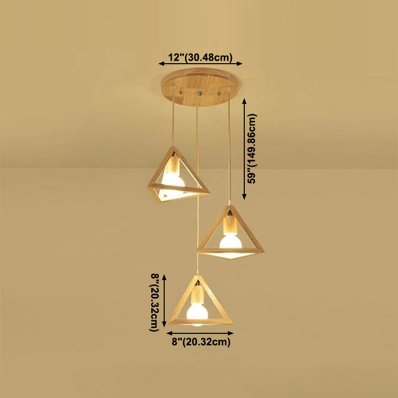 Geometric Pendant Light Fixture Nordic Wooden Hanging Pendant for Bedroom