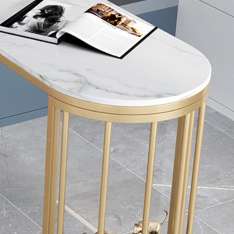 Glam Style Bar Table 42-inch Height Artificial Marble Top Bistro Table with Storage Shelf