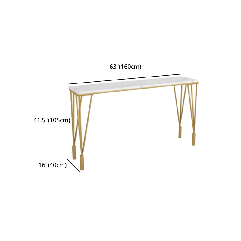 Indoor Marble Cocktail Bar Table Modern Fixed Table Gold and White Bar Height Table