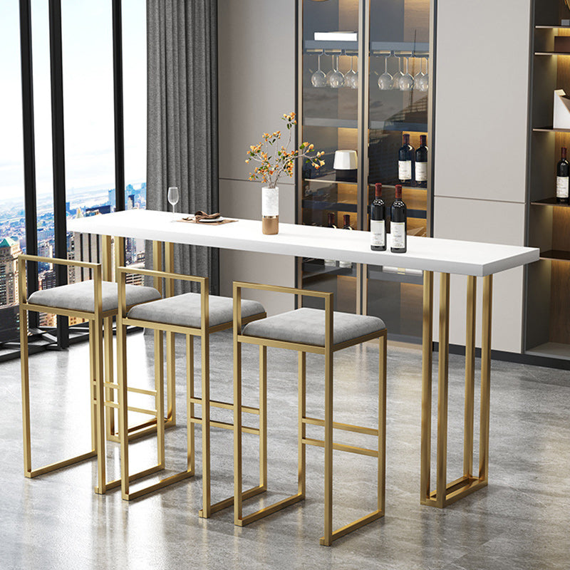 Contemporary Gold Event and Cocktail Table Wood Sled Rectangle Counter Table