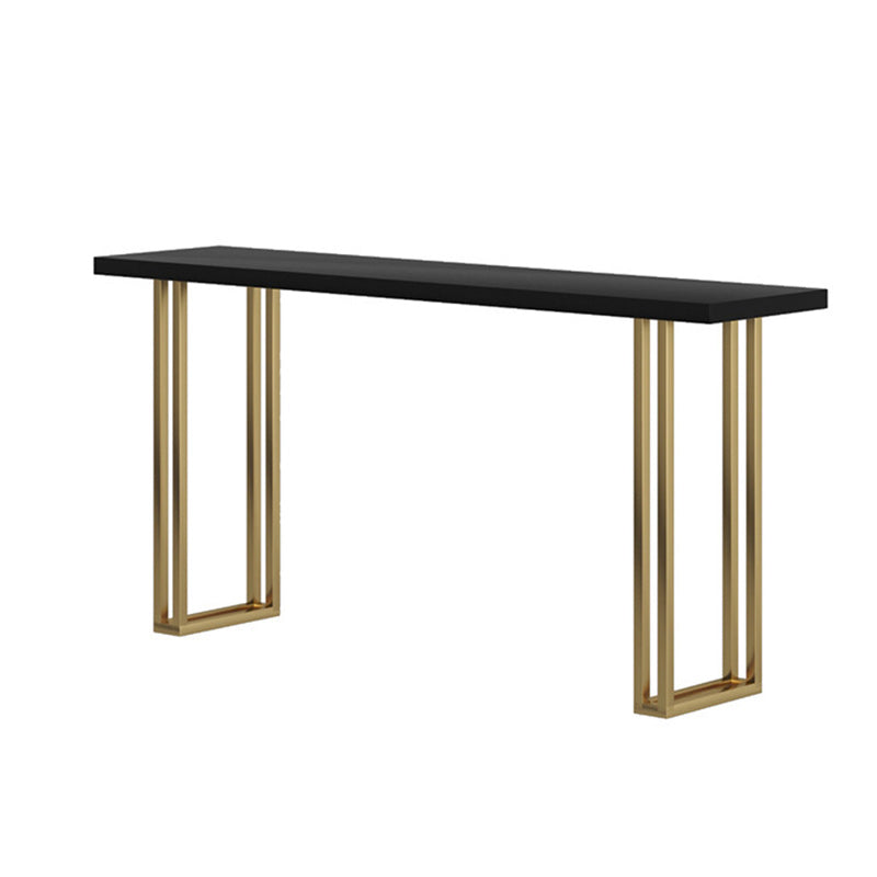 Contemporary Gold Event and Cocktail Table Wood Sled Rectangle Counter Table