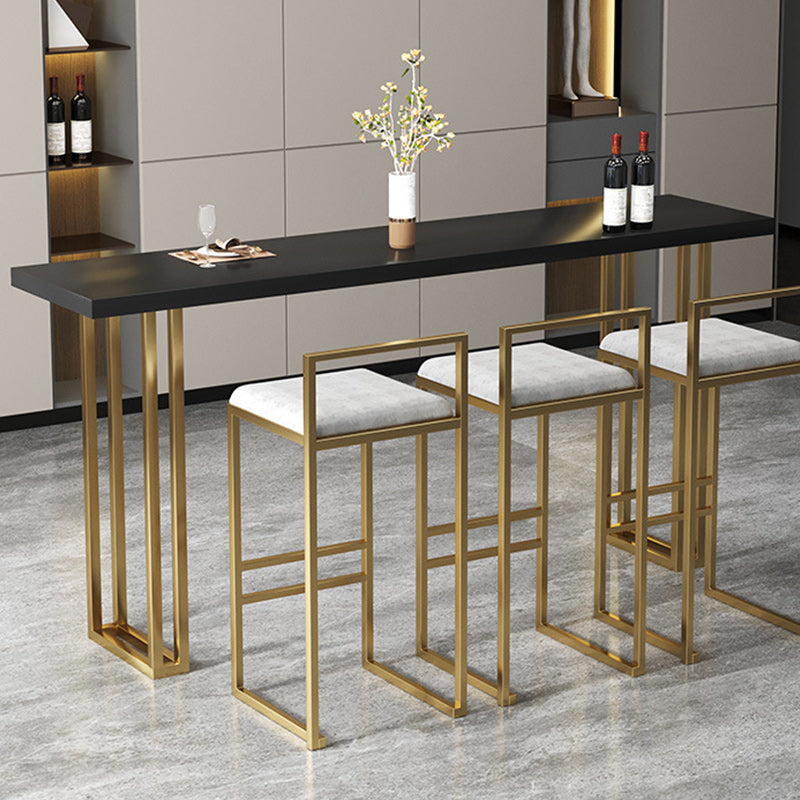 Contemporary Gold Event and Cocktail Table Wood Sled Rectangle Counter Table