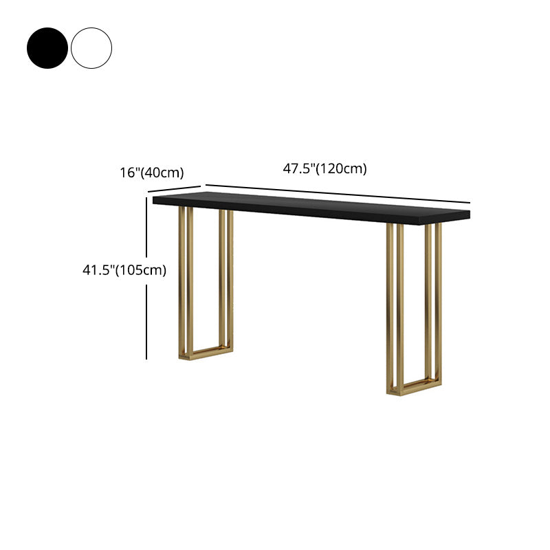 Contemporary Gold Event and Cocktail Table Wood Sled Rectangle Counter Table