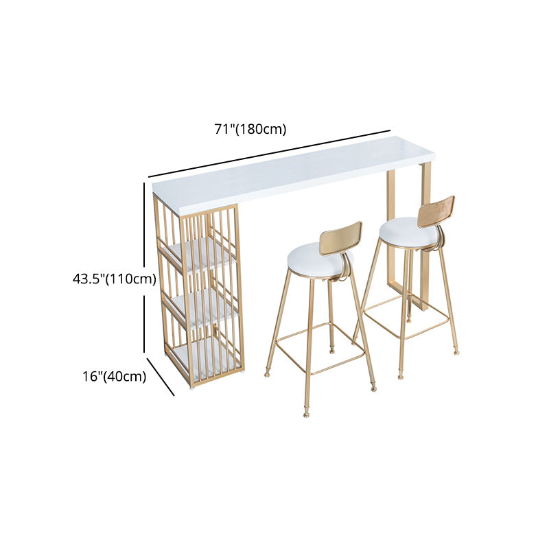 Glam Style Rectangle Counter Table 44-inch Height Solid Wood Top Bar Table