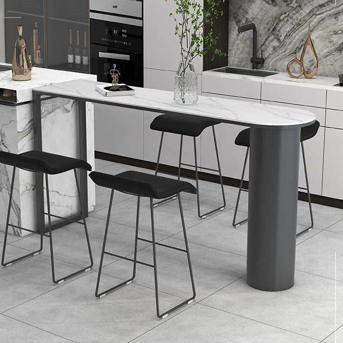 Minimalism Bar Table 42-inch Height Stone Top and Metal Base Bistro Table