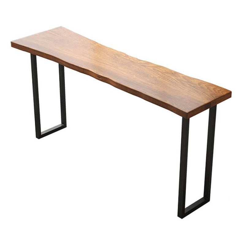 Solid Wood Bar Table Brown Industrial Bar Dining Table with Sled Base