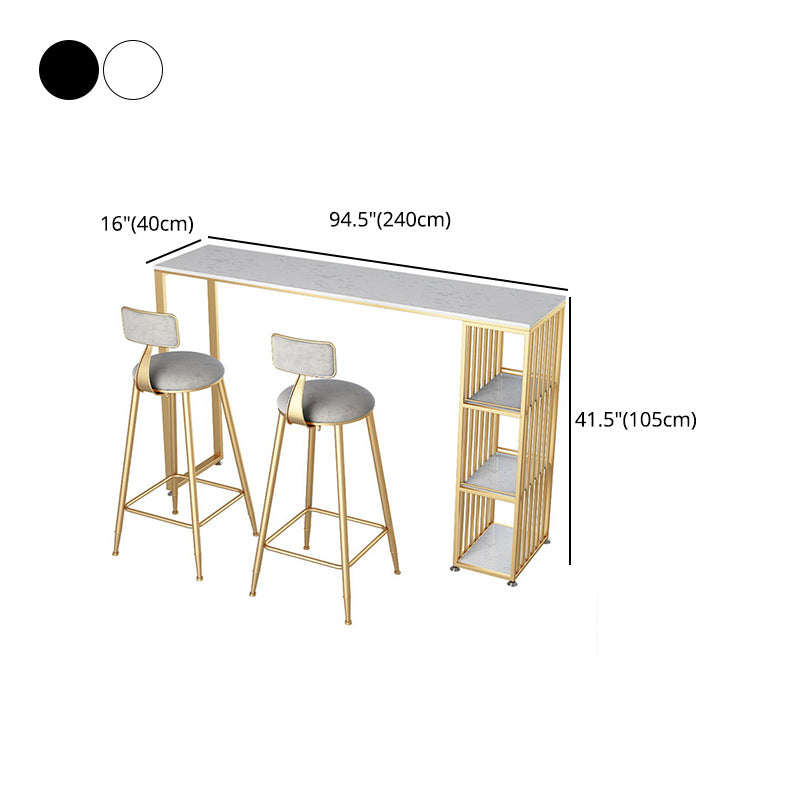 Artificial Marble Bar Table 42-inch Height Top Glam Style Bistro Table