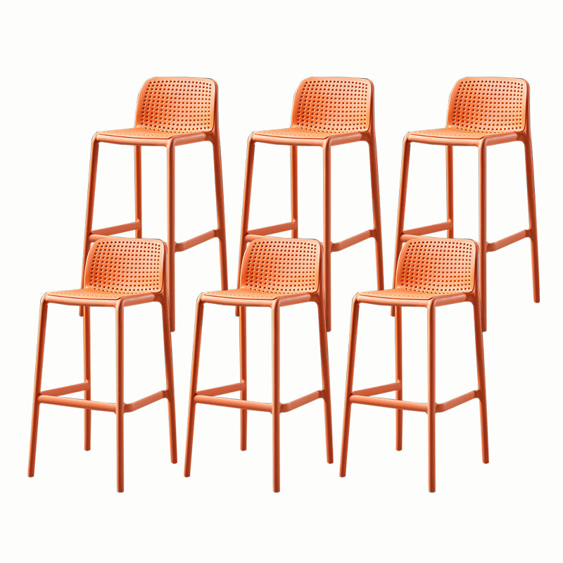 Stackable Low Back Modern Barstool Matte Finish Plastic Home Stool