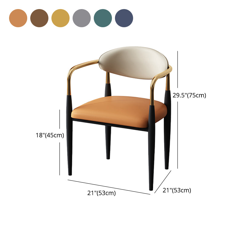 Modern Style Dining Chair Faux Leather Open Back Arm Chair for Home