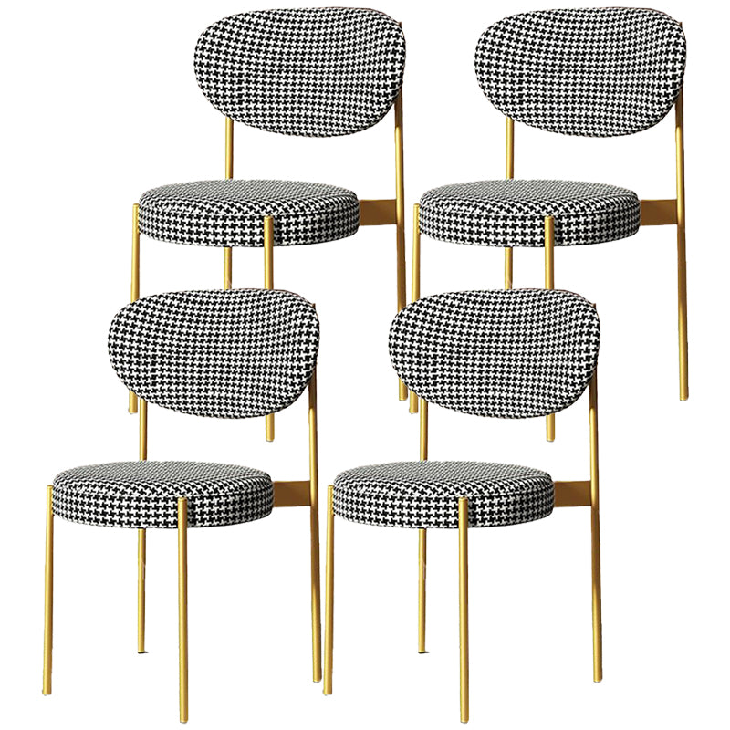 Glam Style Upholstered Dining Chair Open Back Dining Side Chair for Home