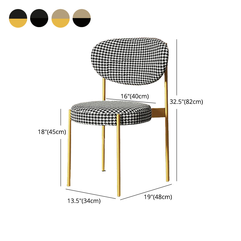 Glam Style Upholstered Dining Chair Open Back Dining Side Chair for Home