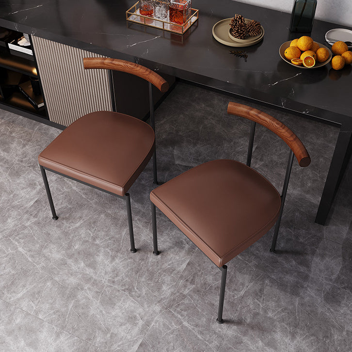 Glam Style Faux Leather Dining Chair Open Back Dining Side Chair for Home