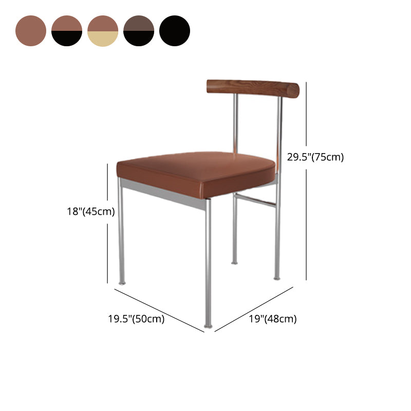 Glam Style Faux Leather Dining Chair Open Back Dining Side Chair for Home