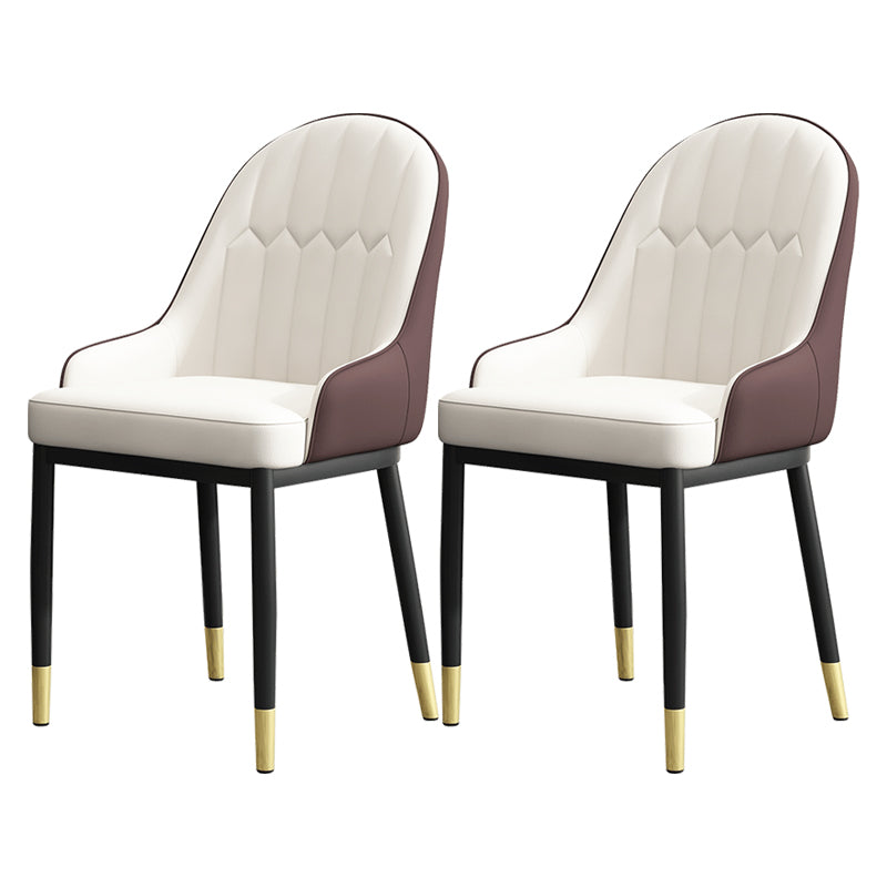 Armless Dining Chairs Nordic Faux Leather Side Chairs for Dining Room