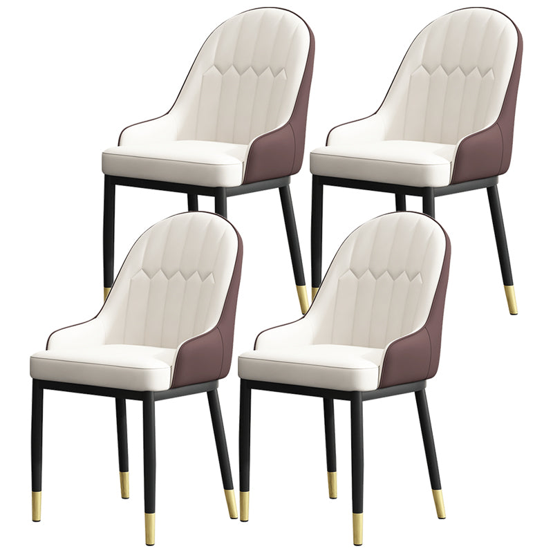 Armless Dining Chairs Nordic Faux Leather Side Chairs for Dining Room