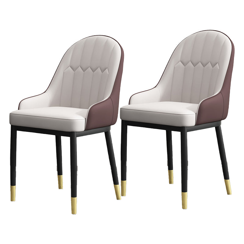 Armless Dining Chairs Nordic Faux Leather Side Chairs for Dining Room