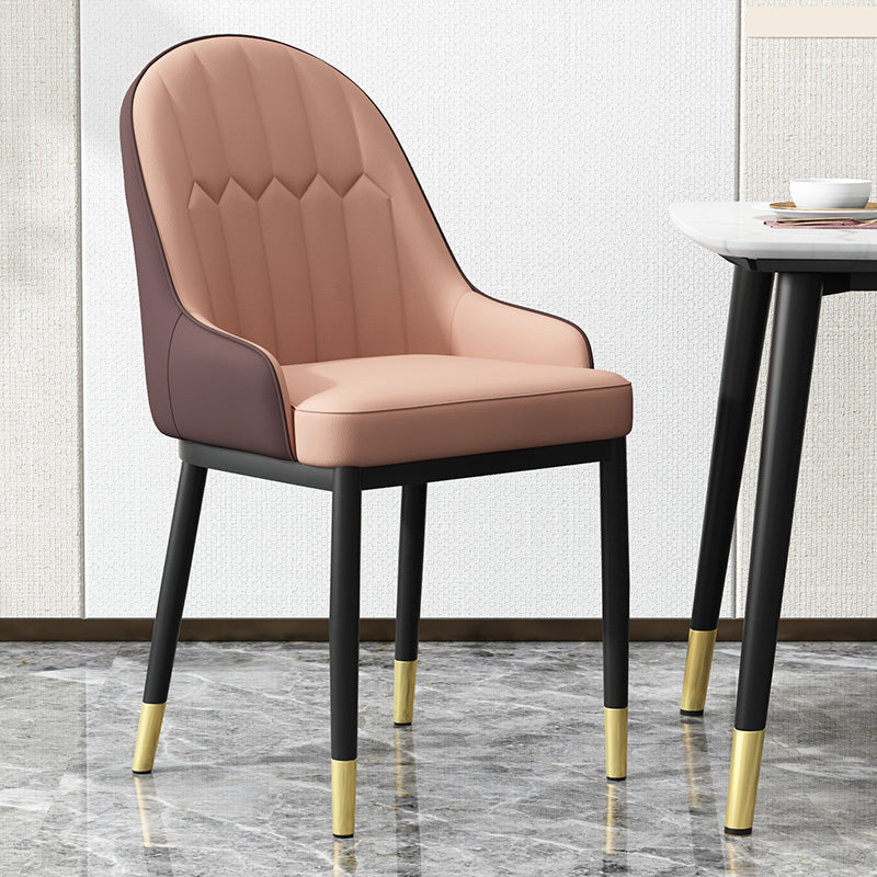 Armless Dining Chairs Nordic Faux Leather Side Chairs for Dining Room