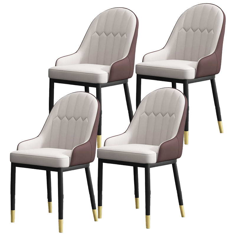 Armless Dining Chairs Nordic Faux Leather Side Chairs for Dining Room