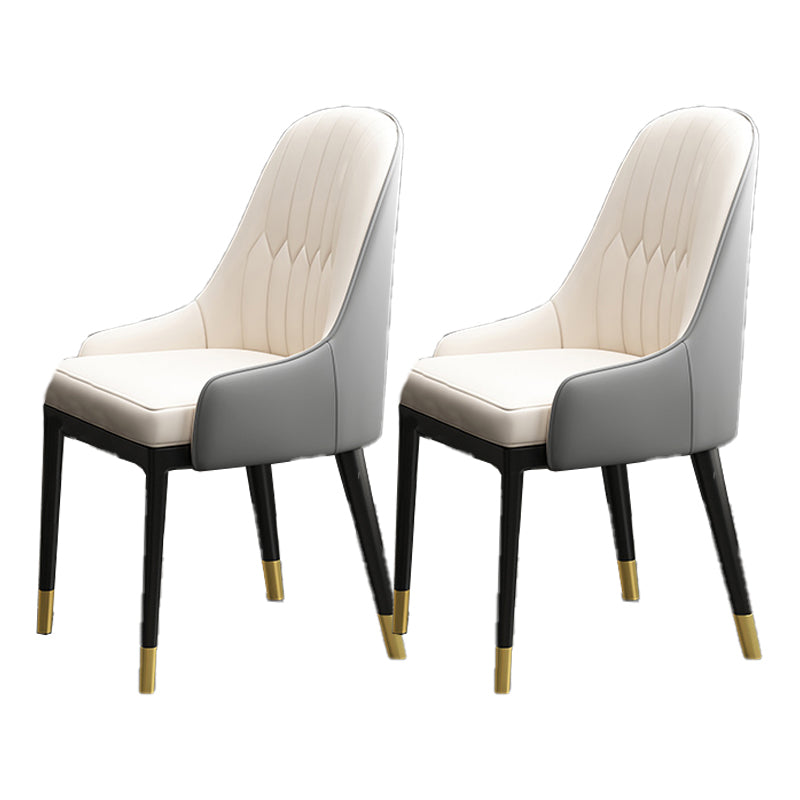 Armless Dining Chairs Nordic Faux Leather Side Chairs for Dining Room