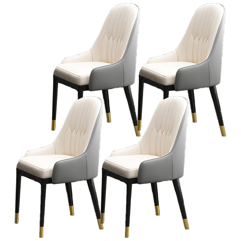 Armless Dining Chairs Nordic Faux Leather Side Chairs for Dining Room