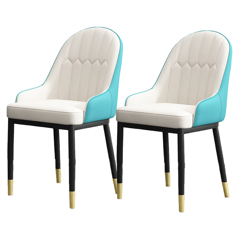 Armless Dining Chairs Nordic Faux Leather Side Chairs for Dining Room