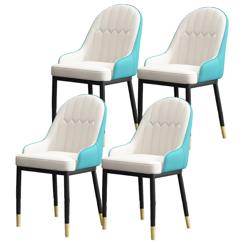 Armless Dining Chairs Nordic Faux Leather Side Chairs for Dining Room