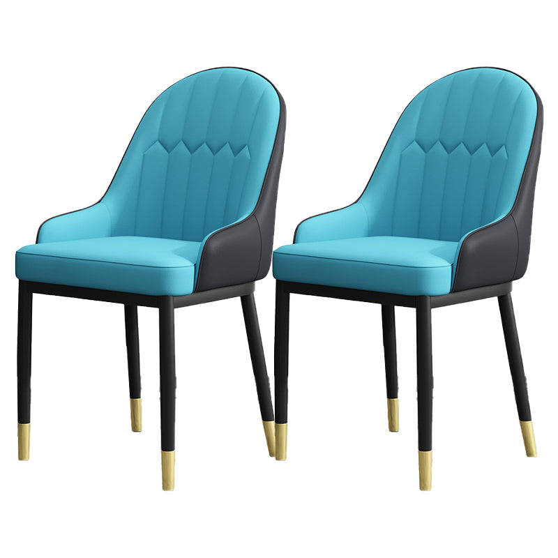 Armless Dining Chairs Nordic Faux Leather Side Chairs for Dining Room