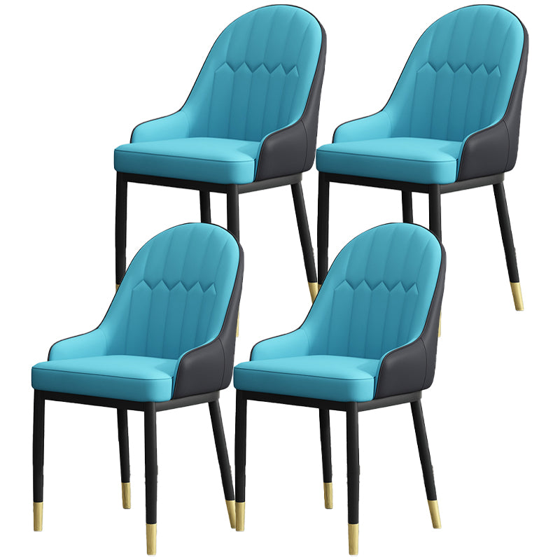 Armless Dining Chairs Nordic Faux Leather Side Chairs for Dining Room